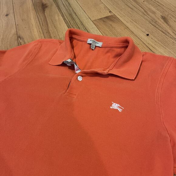 Burberry London Mens Large Orange Polo Shirt Nova Check Size Large - Picture 2 of 7